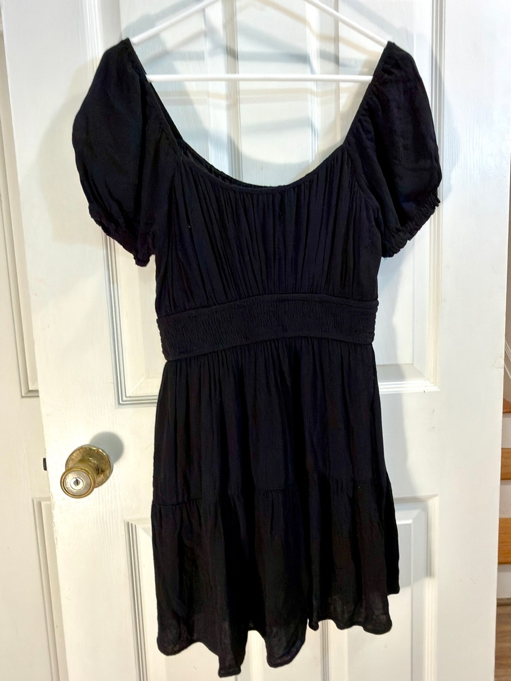 Hollister Black Short Sleeve Smocked Waist Romper
